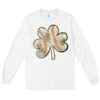 White baseball distressed shamrock Long Sleeve Tee - MaliasSmallBusiness
