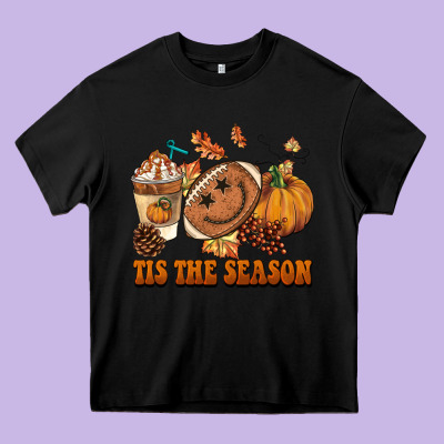 Tis The Season Football Heavy Core Tee Designed By Barkaloodesign