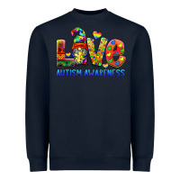 Navy autism awareness love Heavyweight Sweatshirt - BarkalooDesign
