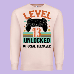 Level 13 Unlocked Official Teenager 13th Birthday Premium Sweatshirt Designed By Bettercallsaul