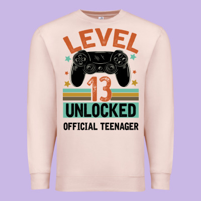 Level 13 Unlocked Official Teenager 13th Birthday Premium Sweatshirt Designed By Bettercallsaul