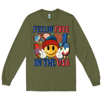 Army Green feelin free in the usa Long Sleeve Tee - MaliasSmallBusiness