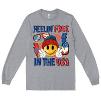 Heather Grey feelin free in the usa Long Sleeve Tee - MaliasSmallBusiness