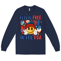 Navy feelin free in the usa Long Sleeve Tee - MaliasSmallBusiness