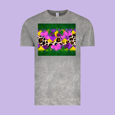 Mardi Gras Leopard And Heart Vintage Tee Designed By Adodesignshop