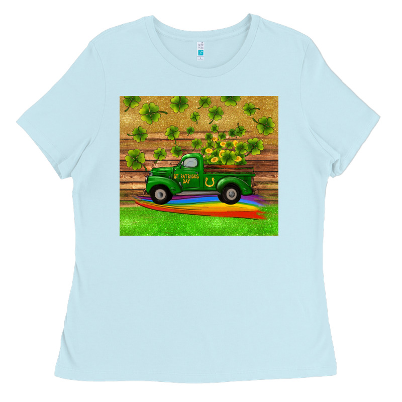 St Patricks Day Truck Shamrock With Rainbow Tumbler Ladies Tee by RanaPortraitStore | Teevron