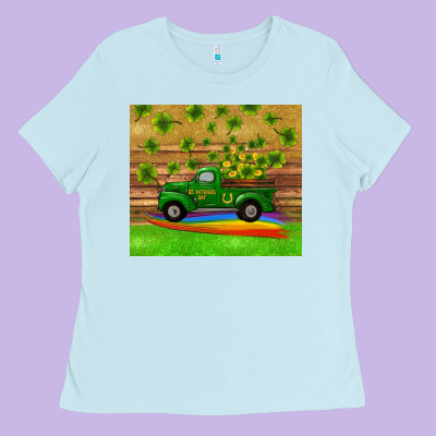 St Patricks Day Truck Shamrock With Rainbow Tumbler Ladies Tee Designed By Ranaportraitstore