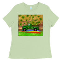 Matcha st patricks day truck shamrock with rainbow tumbler Ladies Tee - RanaPortraitStore