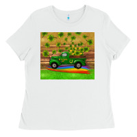 White st patricks day truck shamrock with rainbow tumbler Ladies Tee - RanaPortraitStore