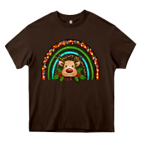 Chocolate Brown reindeer rainbow christmas Heavy Core Tee - RanaPortraitStore