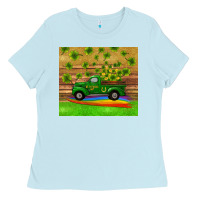 Baby Blue st patricks day truck shamrock with rainbow tumbler Ladies Tee - RanaPortraitStore