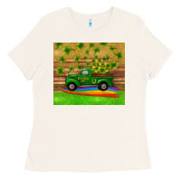 St Patricks Day Truck Shamrock With Rainbow Tumbler Ladies Tee | Teevron
