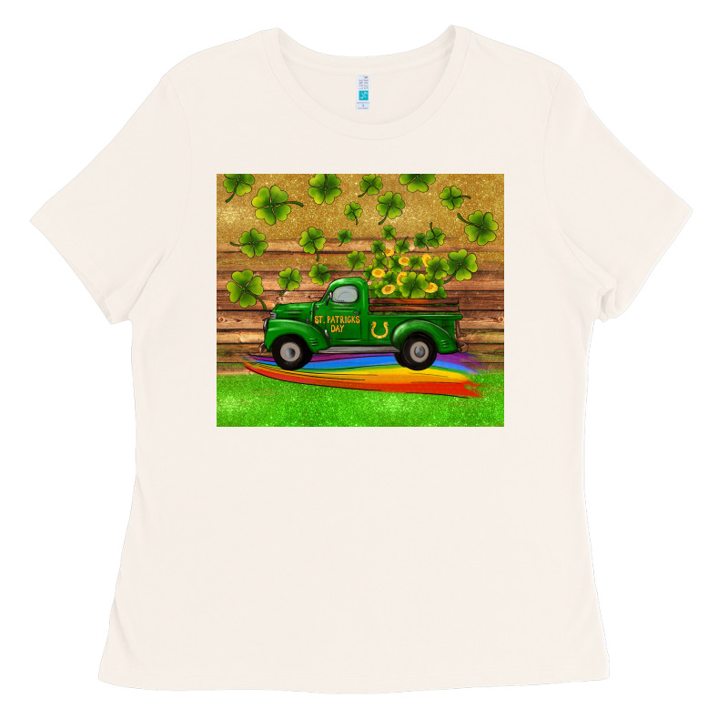 St Patricks Day Truck Shamrock With Rainbow Tumbler Ladies Tee by RanaPortraitStore | Teevron