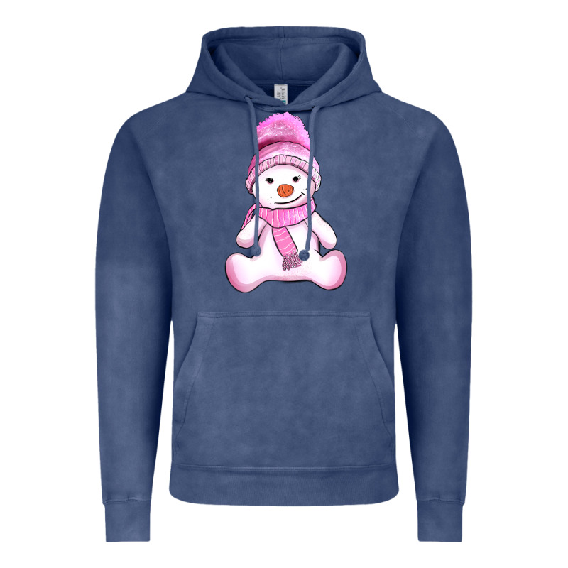 Winter Pink Snowman And Hat Vintage Hoodie by AdoDesignShop | Teevron