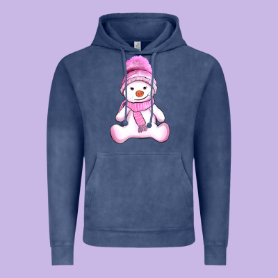 Winter Pink Snowman And Hat Vintage Hoodie Designed By Adodesignshop