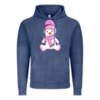 Vintage Denim winter pink snowman and hat Vintage Hoodie - AdoDesignShop