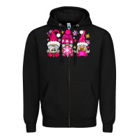 Black Pink Christmas winter gnomes Zipper Hoodie - NancyCooperArtShop
