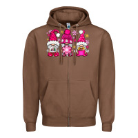 Chestnut Pink Christmas winter gnomes Zipper Hoodie - NancyCooperArtShop