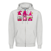 Dove Grey Pink Christmas winter gnomes Zipper Hoodie - NancyCooperArtShop