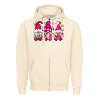 Sandshell Pink Christmas winter gnomes Zipper Hoodie - NancyCooperArtShop