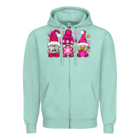 Seafoam Pink Christmas winter gnomes Zipper Hoodie - NancyCooperArtShop