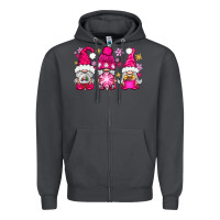 Smoke Pink Christmas winter gnomes Zipper Hoodie - NancyCooperArtShop