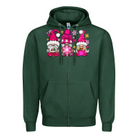 Sports Green Pink Christmas winter gnomes Zipper Hoodie - NancyCooperArtShop