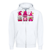 White Pink Christmas winter gnomes Zipper Hoodie - NancyCooperArtShop