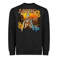 Black actinup with cowgirl Heavyweight Sweatshirt - NancyCooperArtShop