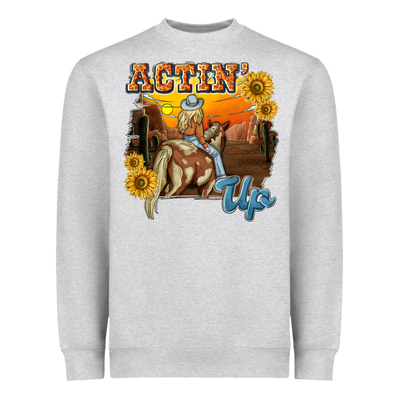 Actinup With Cowgirl Heavyweight Sweatshirt by NancyCooperArtShop | Teevron