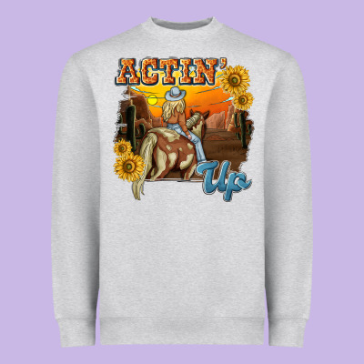 Actinup With Cowgirl Heavyweight Sweatshirt Designed By Nancycooperartshop