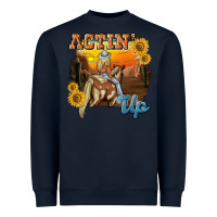 Navy actinup with cowgirl Heavyweight Sweatshirt - NancyCooperArtShop