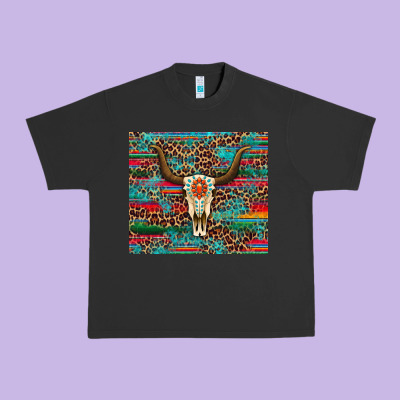 Western Serape Leopard Bull Skull Turquoise Tumbler Urban Heavy Tee Designed By Artiststas