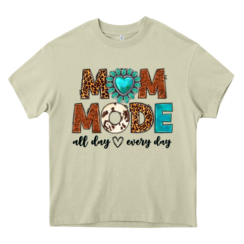 Mom Mode All Day Every Day Heavy Core Tee by texasbilliewilder | Teevron