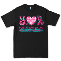 Black Peace Love Cure Breast Cancer Awareness Premium Tee - texasbilliewilder