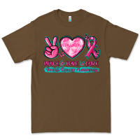 Cacao Peace Love Cure Breast Cancer Awareness Premium Tee - texasbilliewilder