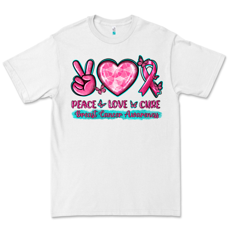 Peace Love Cure Breast Cancer Awareness Premium Tee by texasbilliewilder | Teevron
