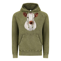 Vintage Olive White Cute Calf Vintage Hoodie - JahusDesignShop