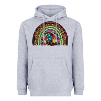 Heather Grey Christmas cowboy boots rainbow Heavyweight Hoodie - RanaPortraitStore