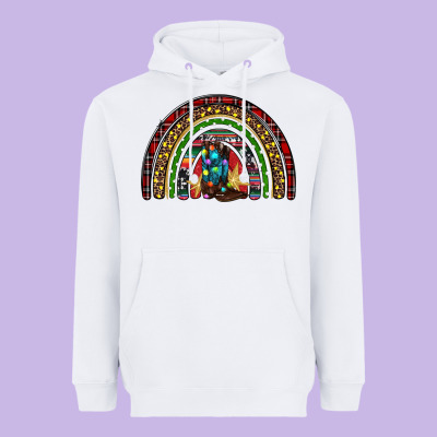 Christmas Cowboy Boots Rainbow Heavyweight Hoodie Designed By Ranaportraitstore