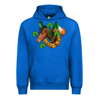 Cobalt Horse with horseshoe St. Patrick's Urban Hoodie - CowGirlArtShop