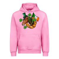 Fuchsia Pink Horse with horseshoe St. Patrick's Urban Hoodie - CowGirlArtShop