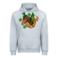 Heather Grey Horse with horseshoe St. Patrick's Urban Hoodie - CowGirlArtShop