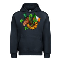 Navy Horse with horseshoe St. Patrick's Urban Hoodie - CowGirlArtShop