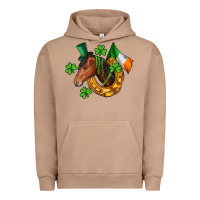 Pigment Burro Horse with horseshoe St. Patrick's Urban Hoodie - CowGirlArtShop