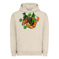 Pigment French Oak Horse with horseshoe St. Patrick's Urban Hoodie - CowGirlArtShop