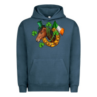 Pigment Midnight Navy Horse with horseshoe St. Patrick's Urban Hoodie - CowGirlArtShop