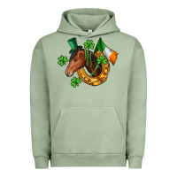 Pigment Oil Green Horse with horseshoe St. Patrick's Urban Hoodie - CowGirlArtShop