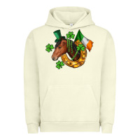 Pigment Pistachio Horse with horseshoe St. Patrick's Urban Hoodie - CowGirlArtShop