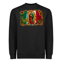 Black our lady of Guadalupe Mexican flag background Heavyweight Sweatshirt - Jasminsmagicworld